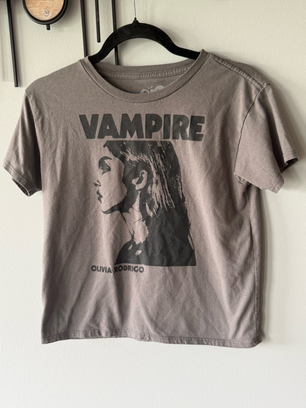 Olivia Rodrigo Branded Graphic Tee in Taupe and Light Gray